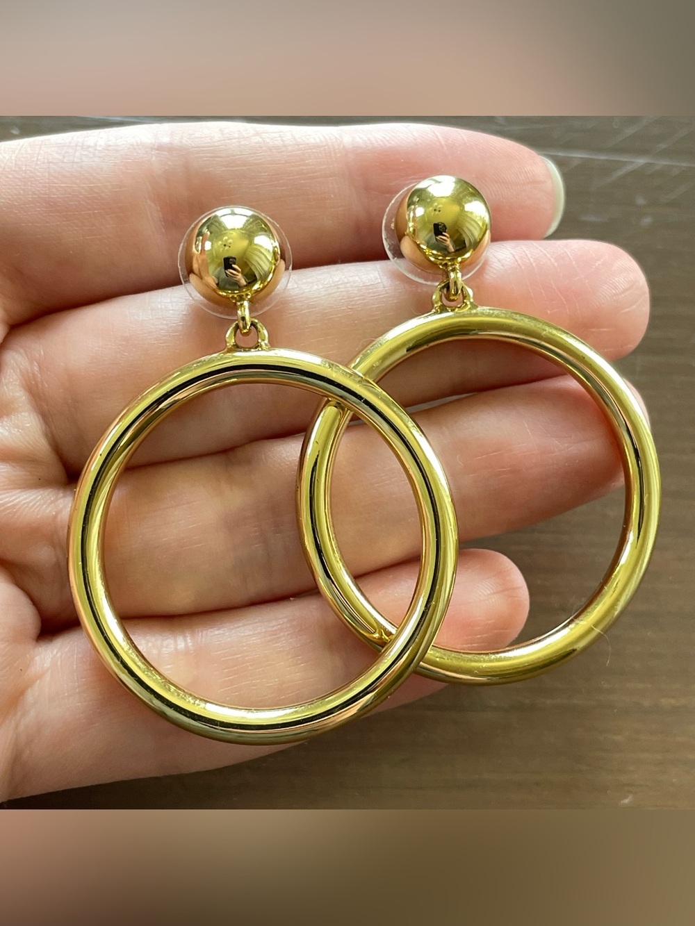J Crew Gold Tone Large Hoop Earrings